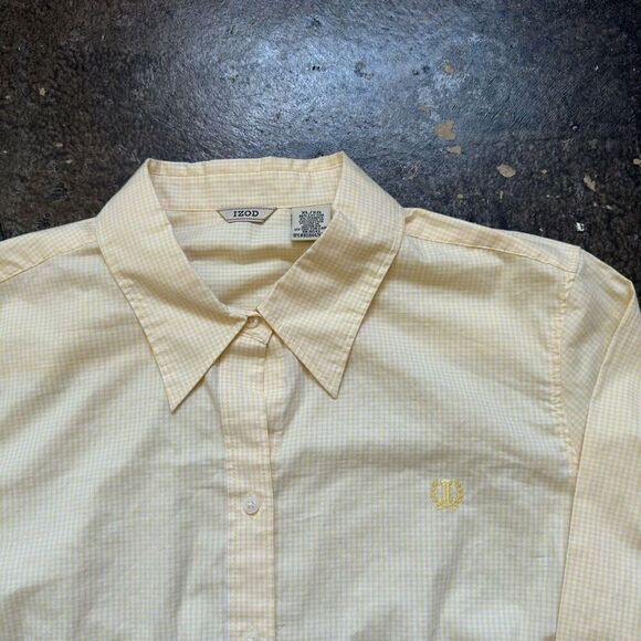 Izod Women’s NWT Yellow Button Up Shirt Formal Casual Style Size XL cotton Blend - Picture 2 of 10